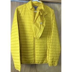 Joe Fresh Yellow Sz L Primaloft Packable LS Full Zip Pkts Bag Jacket